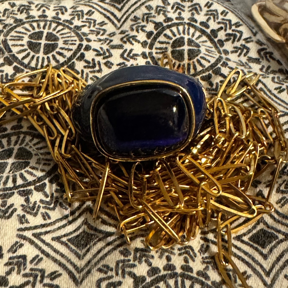 MENS RING Size 10 Blue enamel on gold plate - Very high quality craftsmanship.